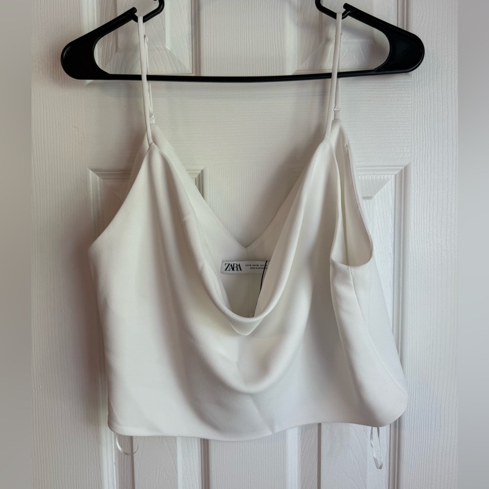 Zara White Draped Cami Top